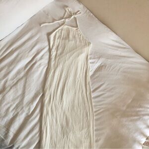 Elegant Cream Halter Maxi Dress Size L See You Monday Brand